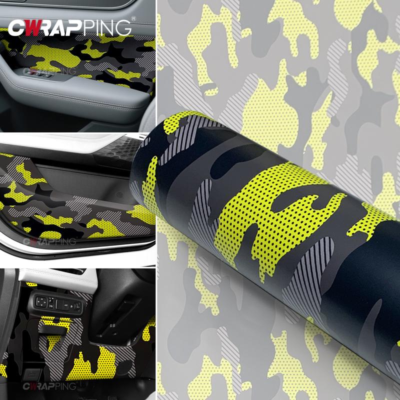 Car Foiling Camouflage Film Motorcycle Adhesive Vinyl Paper for Car Cover Yellow Jeep Off-Road Body Covering Camo Vinyl Wrap