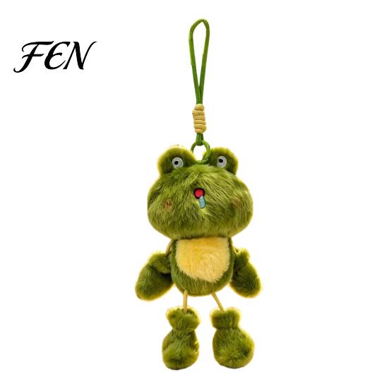 Soft Fluffy Plush Toy Funny Frog Keychain with Fragrance & Movable Limbs, Stuffed Animal Cute Bag Charm for Backpacks Keys, Decorative Hanging