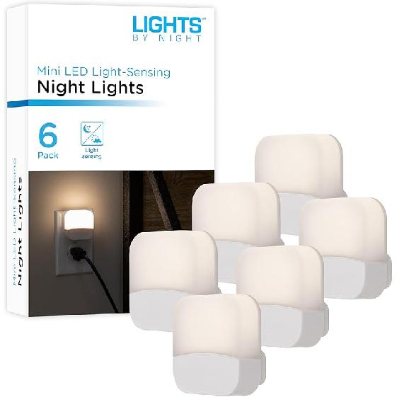 Lights by Night Plug In Night Light Bedroom Decor Apartment Essentials LED Lights Ambient Lighting Dusk to Dawn Sensor Nightlight Bathroom, Square 6
