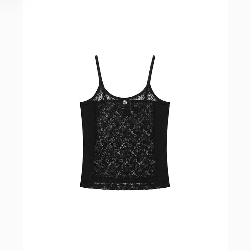 Badblood Sexy Lace Camisole Women's American Sexy Patchwork Niche Style Perspective Summer Inner Wear Blouse Tide