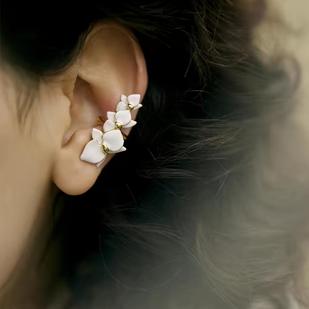 1pc A French-style Light Luxury High-end Drip-glaze Phalaenopsis Orchid Ear Clip