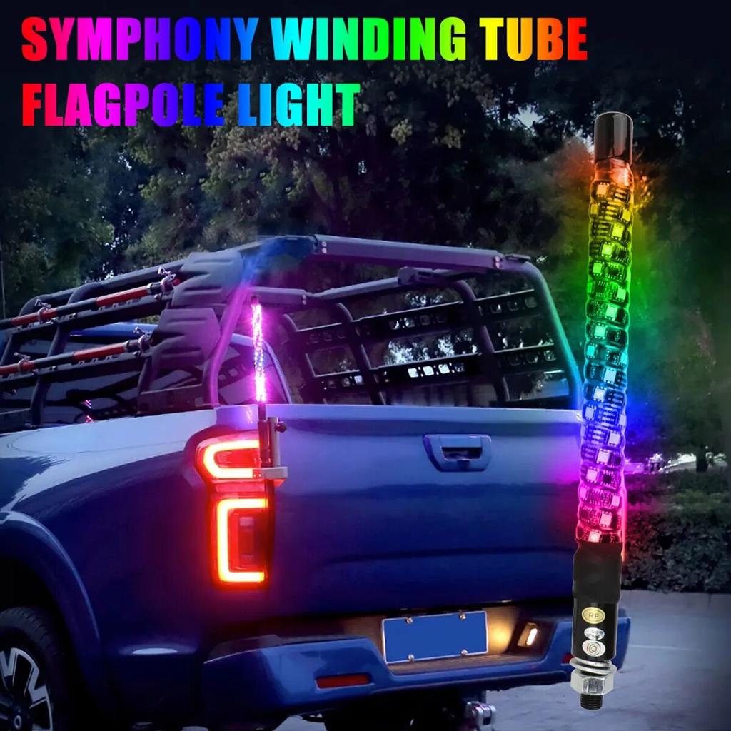 1 ÎN 1 30CM Symphony RGB Neon Decor Ambient Bici Lumină Telecomandă Catarg Antenă Bici pentru UTV Vehicul Off-Road ATV Camion
