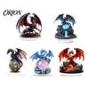 Exquisite Fantasy Creature Model Dragon Acrylic Statue, Gothic Tabletop Figurine, Mythical Colorful Winged Art Desktop Ornament for Office Bedroom