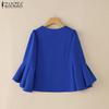 ZANZEA Women Elegant Casual V-Neck Flare Sleeve Summer Blouse