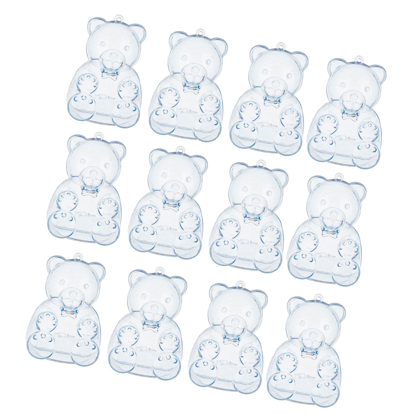 

Набор из 12 контейнеров для сладостей в форме медведя, прозрачные пластиковые коробки для хранения конфет с крышкой, прозрачный футляр для упаковки ювелирных изделий синий