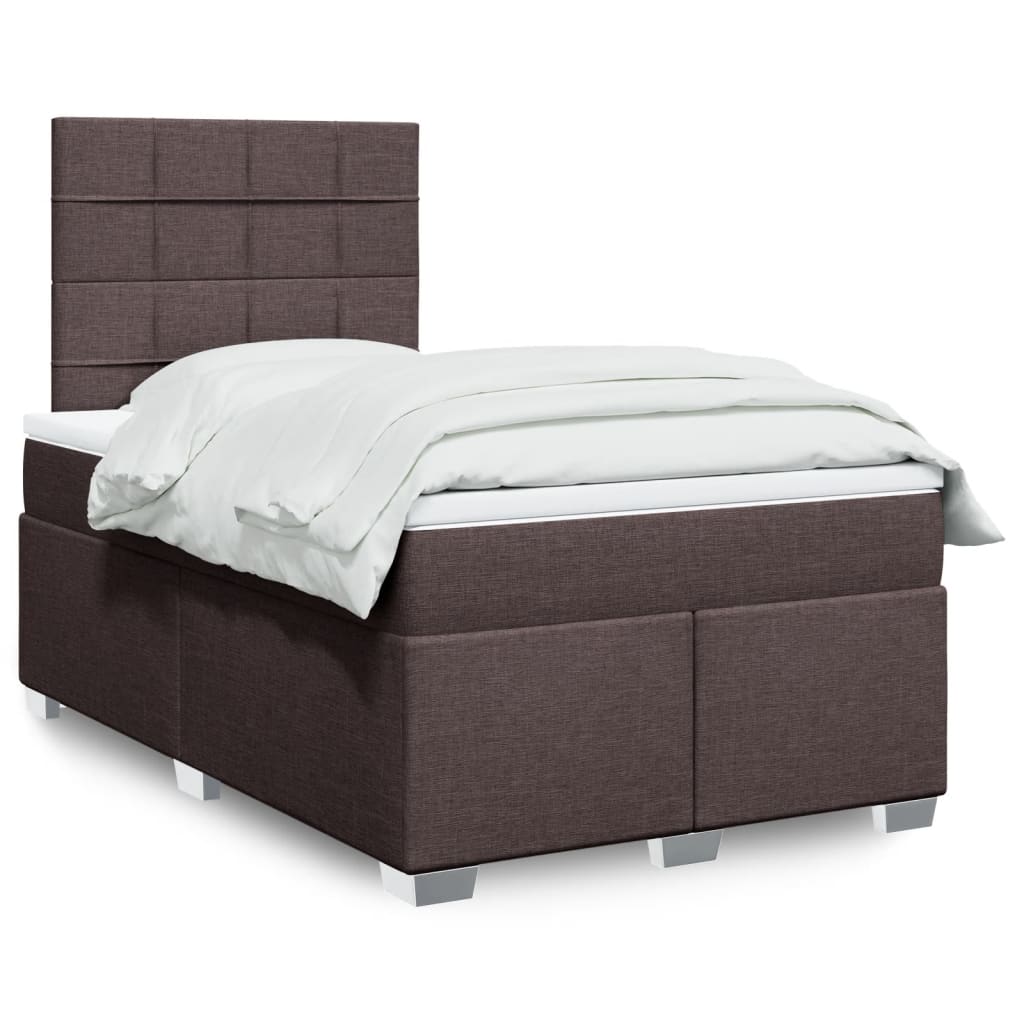 Box Spring Bed with Mattress Dark Brown 120x200 cm Fabric