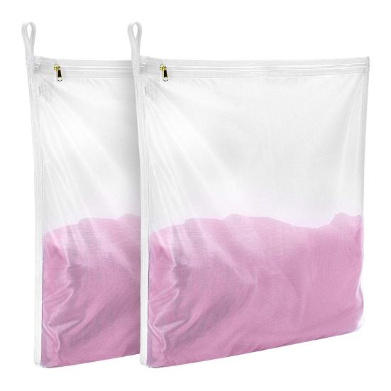 

2 шт./компл., сетчатый мешок для белья, мелкая сетка, гладкая молния, многоразовый, большой вместительности, прямоугольный, дорожный мешок для хранения деликатной одежды, товары для дома M