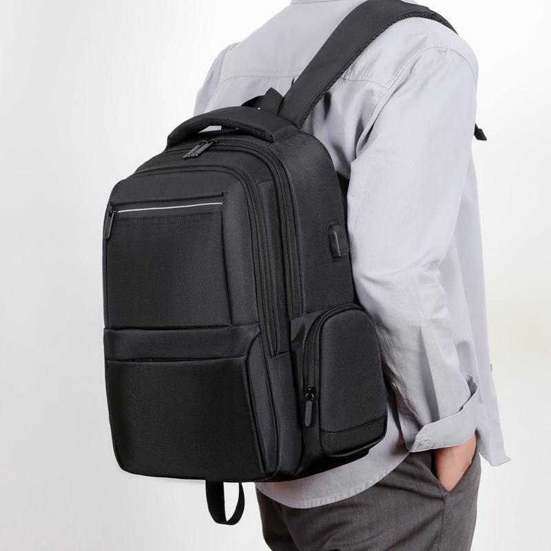 Men's Large Capacity Color Block Laptop Backpack - Business Casual & Student Friendly
