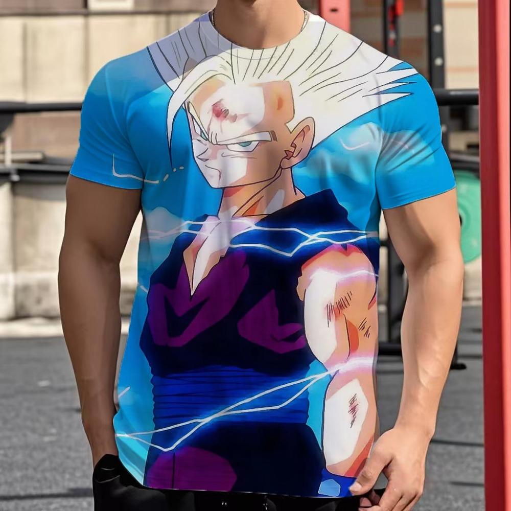 2025 New Fashion Dragon Ball 3D  Summer Short Sleeve O-Neck Goku Vegeta Men's Casual Shirt Boys