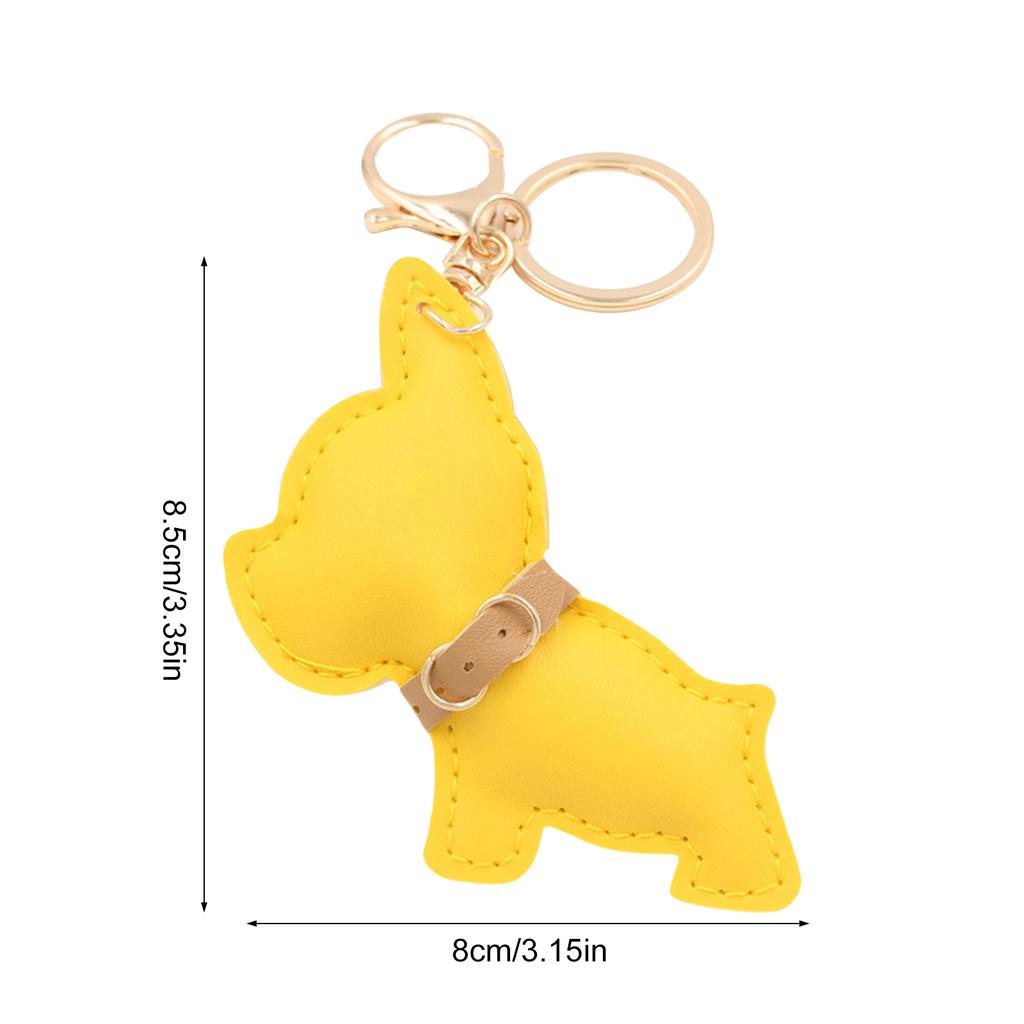 Bulldog Dog Keychain Accessory PU Leather Dog Lover Keyring Backpack Decoration for Pet Lovers and Car Enthusiasts