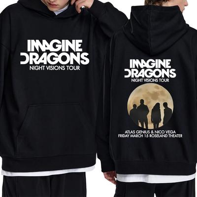 Rock Band Imagine Dragons World Tour Double Sided Graphic Hoodie Men Women Hip Hop Punk Streetwear Unisex Fleece Casual Pullover