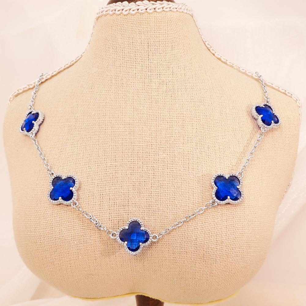Fashion Lucky Clover Necklace Titanium Steel Necklace Sweater Chain Double-sided Necklace Accessories for Women