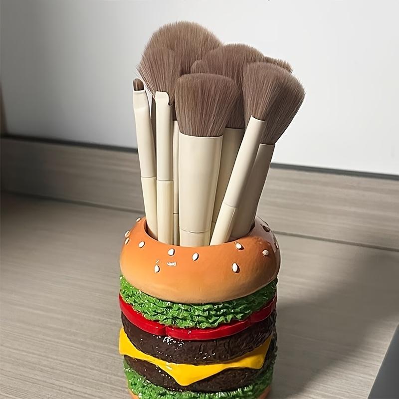 1pc Adjustable Hamburger Pen Holder | Creative Desk Organizer for Office Supplies & Makeup Brushes, Fun Storage