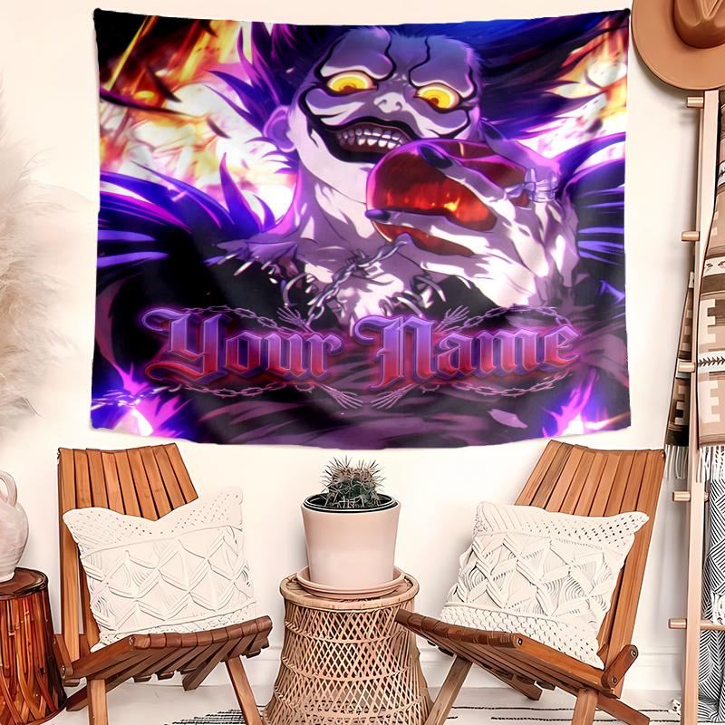 Personalized Name D-Death Note Tapestry, Wall Hanging Tapestry, Pattern Tapestry for Dorm Bedroom Living Room Wall Art Photography Backdrop