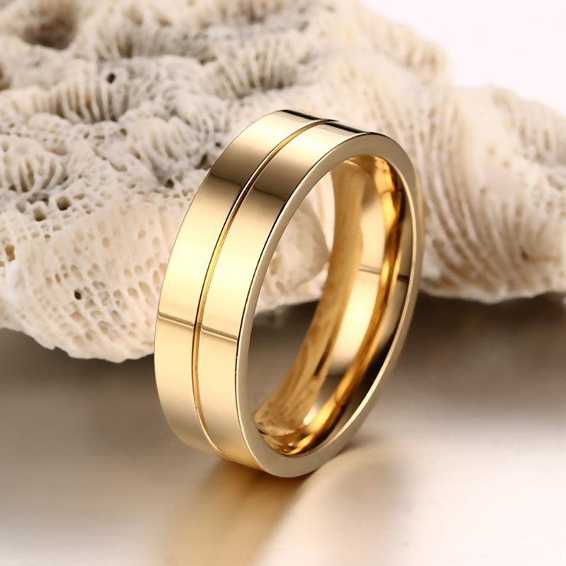 Gold Color Wedding Bands Rings for Women Men High Quality CZ Engagement Couple Promise Ring Anniversary Alliance Jewelry Gift