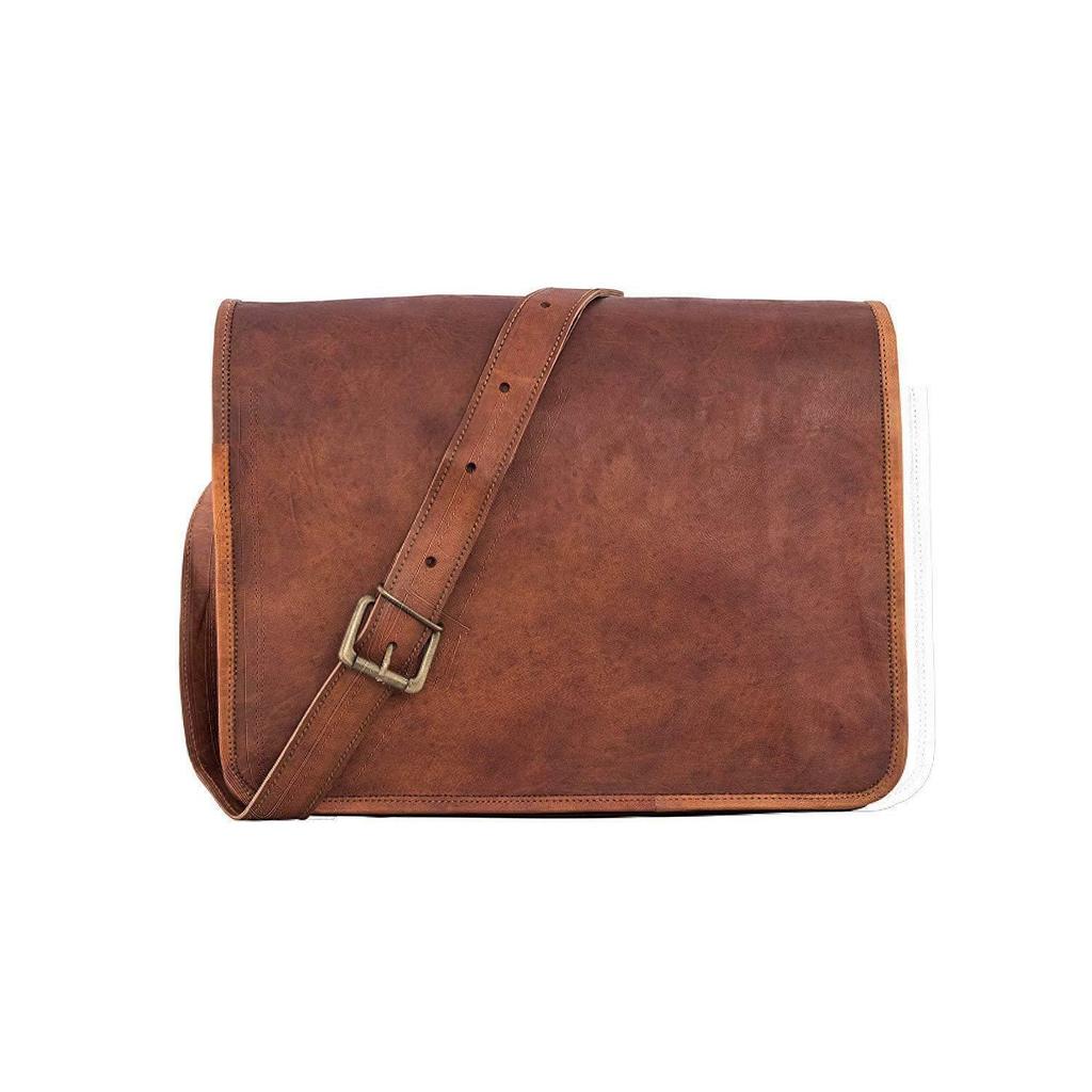 Men's Vintage Goat Hide Leather Messenger Shoulder Laptop Briefcase Satchel Bag