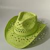 Vintage Summer Beach Bohemian Straw Hat Shell Women Men Western Cowboy Hats Wooden Beads Hollow Out Sun Hat Holiday Cap