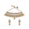 Gold-Plated Handcrafted Artificial Kundan Jewelry Choker Set with White Stone Matching Earrings For Women and Girls
