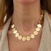 SHIXIN Elegantní kovové flitrové choker náhrdelníky pro ženy Minimalistický geometrický kulatý řetízek na klíční kost Módní šperky na krk Dárky