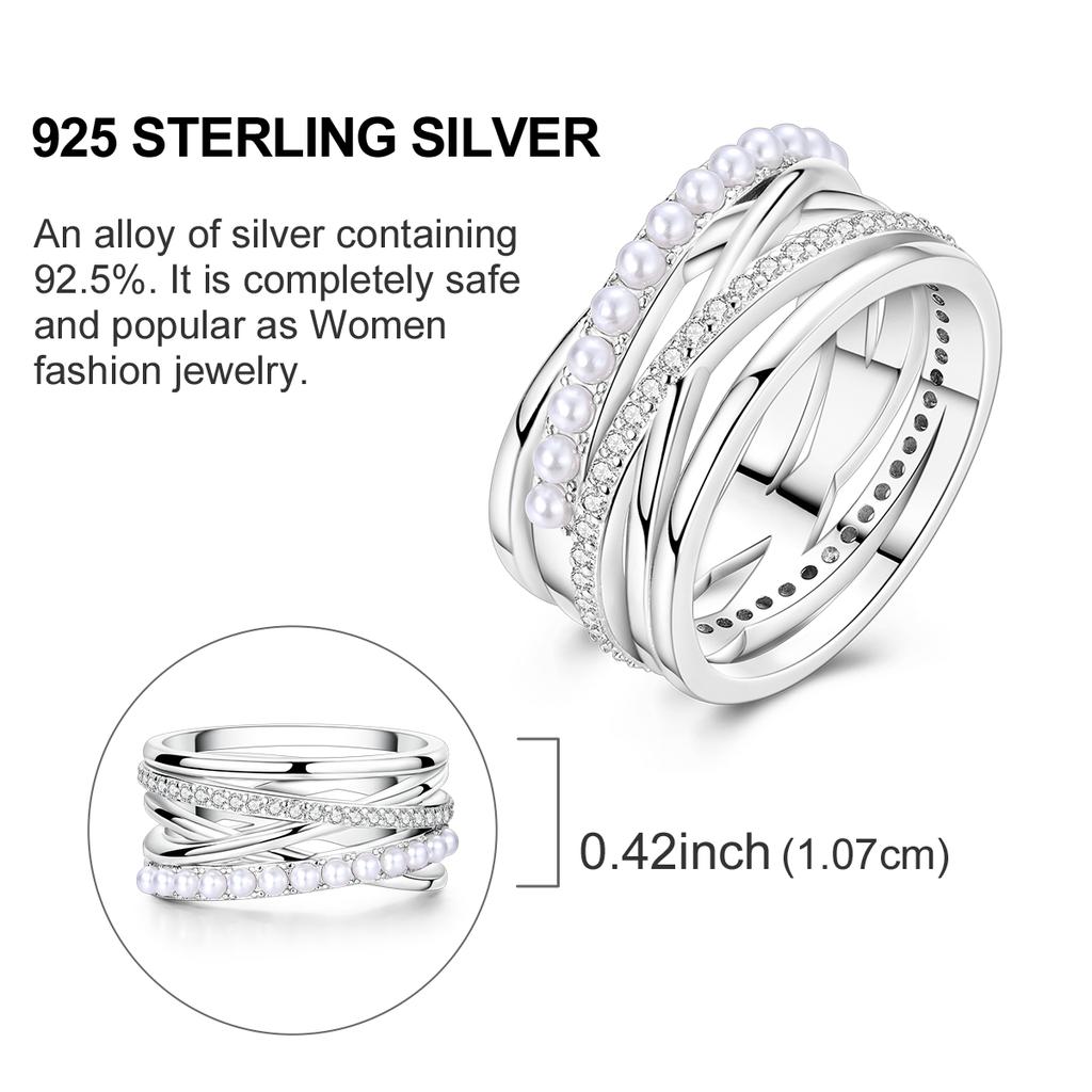 Rings For Women 925 Silver Color Zircon Winding Romantic Ring Finger Beaded Luxury Jewelry Original Engagement Wedding Gift