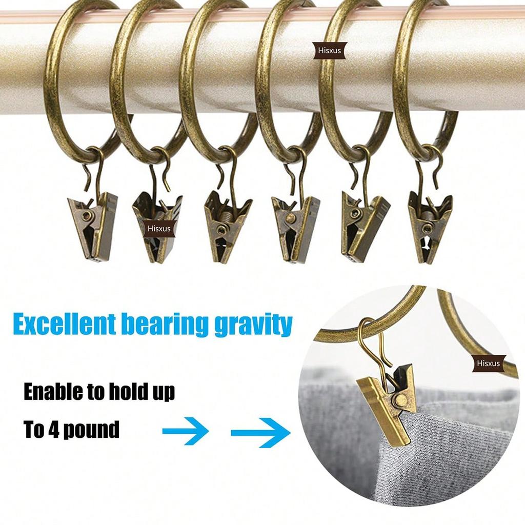 Ringklammern Vorhangzubehör, Öffnende Hängeringe mit starken Klemmen für Vorhang, Duschvorhang, Raffrollhaken