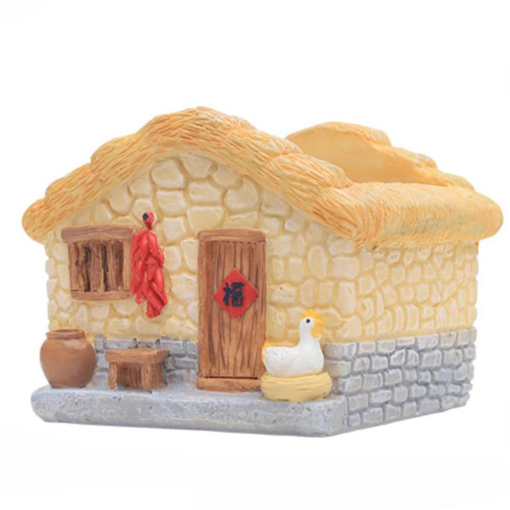 Farmhouse Succulent Pot House Shape Bonsai Pot Decorative Bonsai Container Resin Flower Planter Pot for  Cactus Succulent