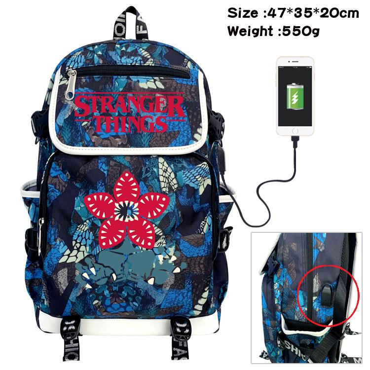 Stranger things Student backpack USB charging backpack