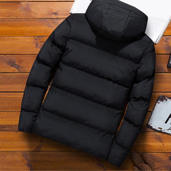 Winter Men Jacket Hooded Slim Fit Long Sleeve Drawstring Pockets Windbreaker for Daily Wear