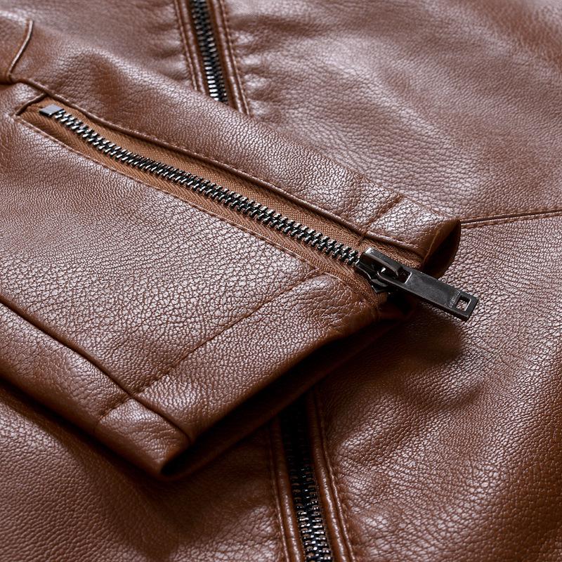 Veste en cuir de moto à col montant pour homme Cross2024: Mode Européenne & Américaine, Cuir Lavé