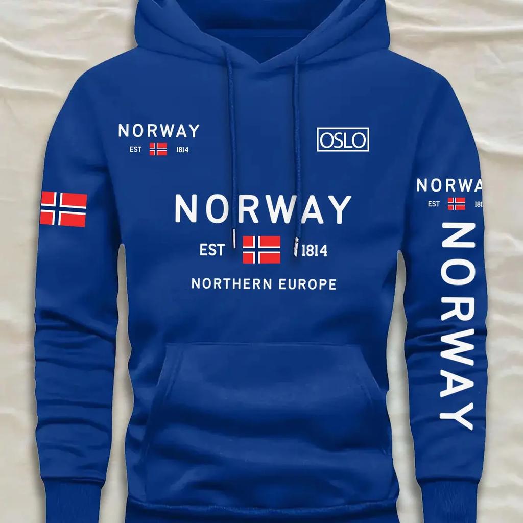 Stamped Multi-color Flag Pattern Sweatshirt Men's Loose Fit Couple's Hooded Casual Jacket Unisex Holiday Gift