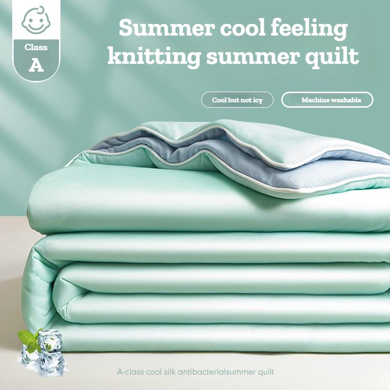 Super Soft Cooling Quilt Summer Cool Quilt Skin Friendly Quilt Air Condition Comforter Solid Ice Silk Cool Blanket Thin Quilt for Bed