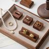 Solid Wood Jewelry Displays Rack Square Rings Trinket Showcase Stand Counter Ring Jewellery Show Holder Live Stream Display Prop