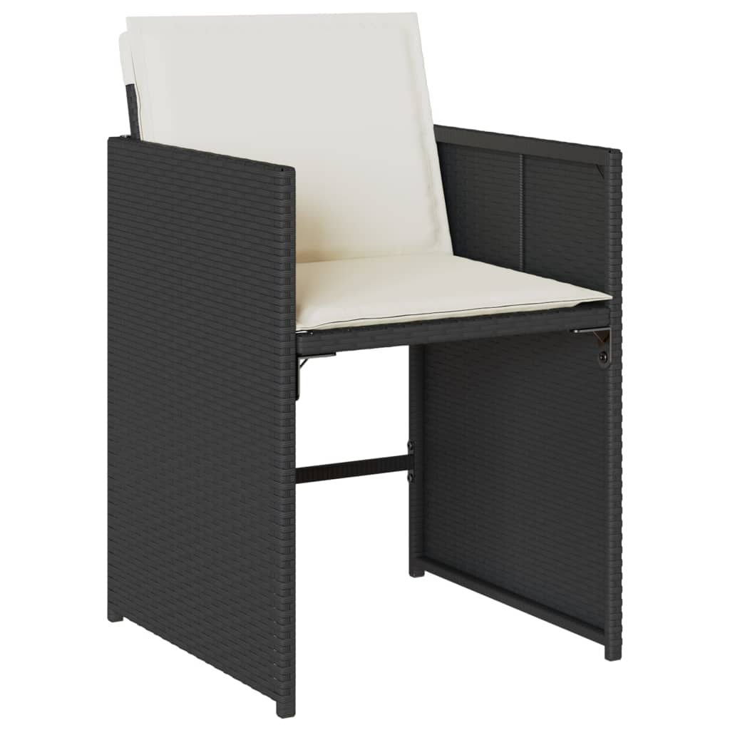 Vidaxl 11-Cz. Garden Furniture Set, With Cushions, Black PE Rattan