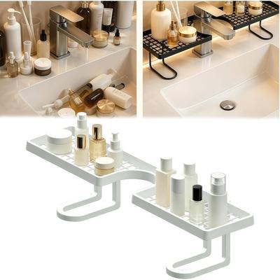 Behind the Faucet Sink Organizer, Thickened Behind the Faucet Shelf Bathroom, No-Drill Free Standing Faucet Storage Shelf