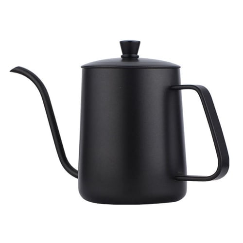 

Coffee Pot Drip Kettle, 350ml, Narrow Mouth, Stainless Steel, with Lid (Black)