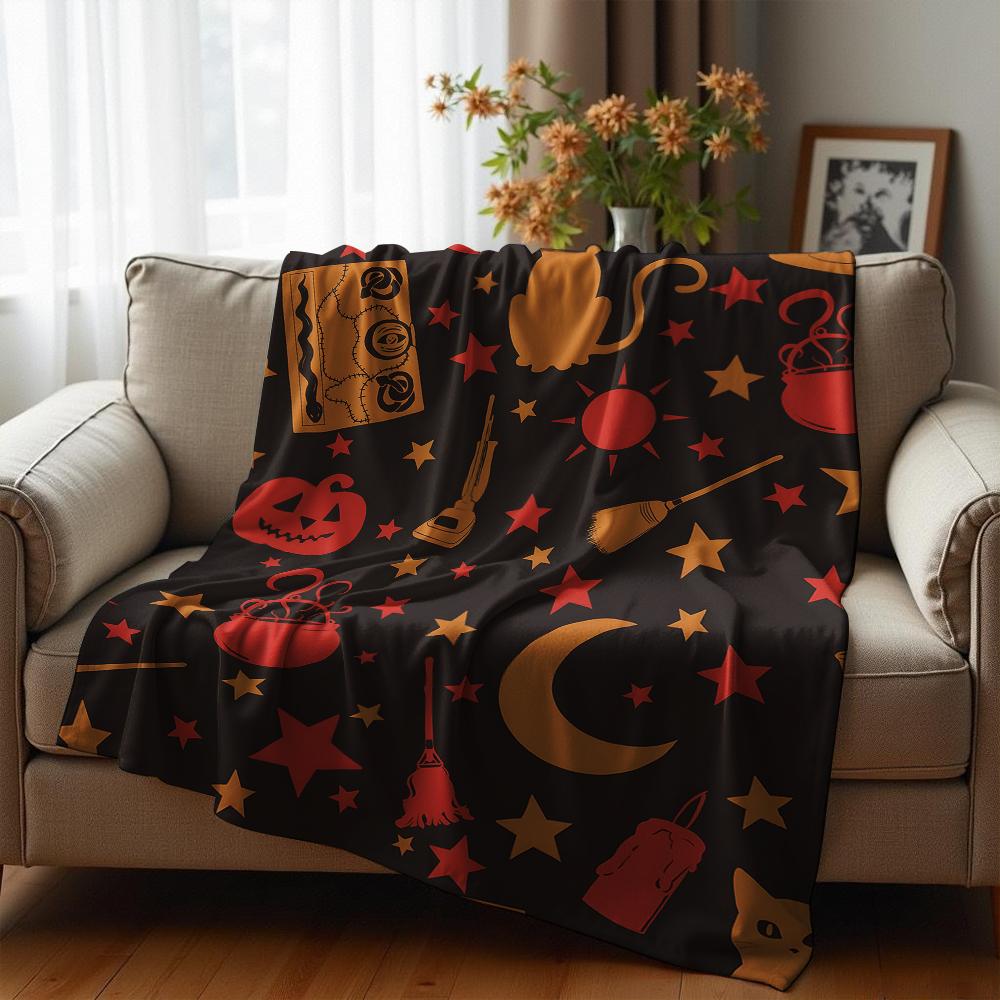 Witch Magic Icon Anime Cartoon Flannel Blanket Soft Warm Throw for Bedroom Sofa Car Kids Holiday Gift