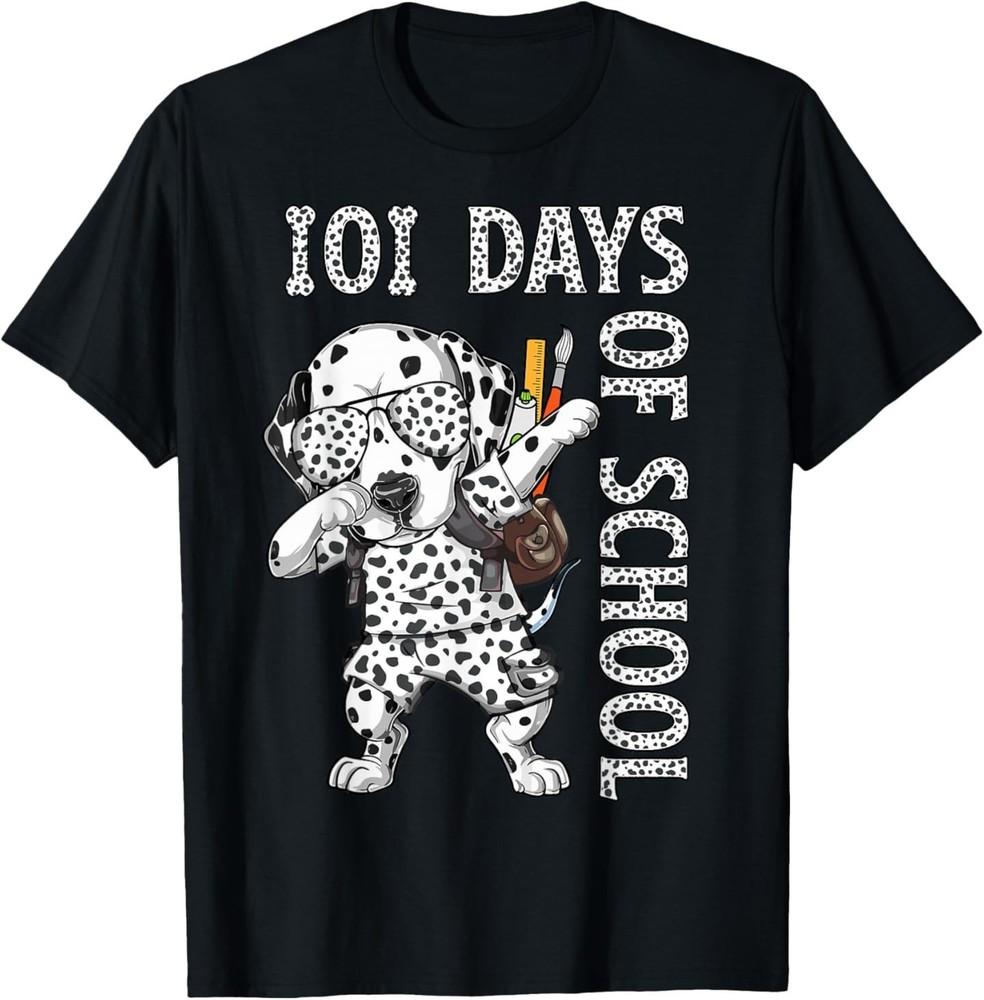 101 Days of School Dabbing Dalmatian Dog T‑Shirt XXXXL