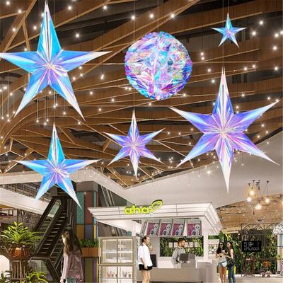 Iridescent Party Hanging Ornament Christmas Tree Hexagonal Star Snowflake Snow Ball Decorative