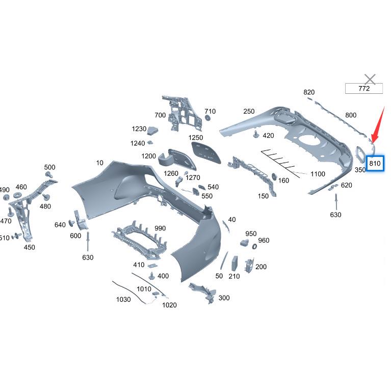 Rear Bumper Trim Bright Strip for Mercedes-Benz C200 206 Series