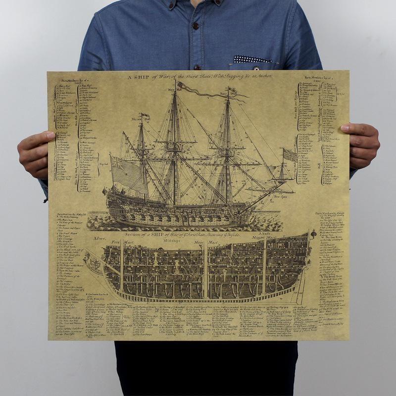 Vintage Warships Ancient Movie Kraft Paper Poster Retro History Wall Sticker