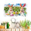 Creative Easter Wall Stickers 3D Breakthrough Stickers Easter Bunny Wall Decals For Home Roomm Room Party