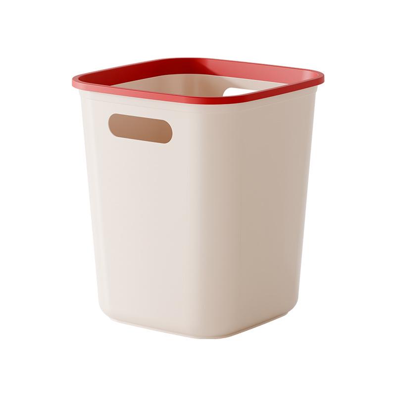 Poubelle carrée à grande capacité et ouverture supérieure pour cuisine et toilettes - Sans couvercle, avec anneau de fixation