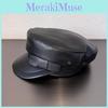 Color Solid Face Slimming  Navy Cap Short Visor Leather Material Supplies Women