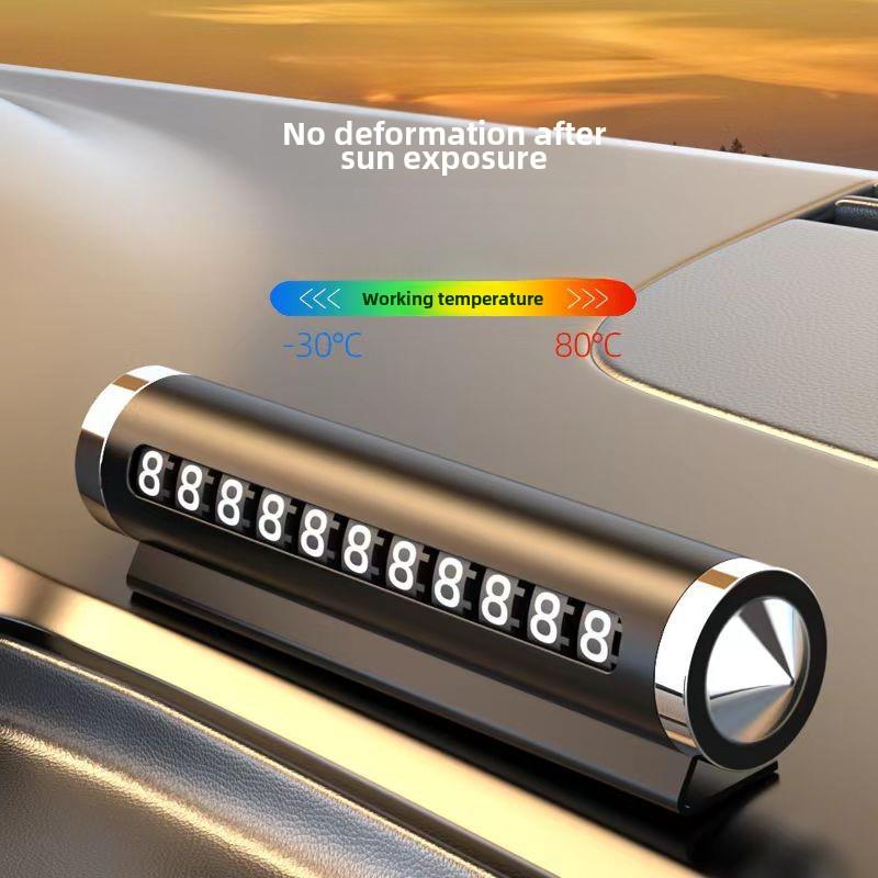 Car Temporary Parking Number Plate Black Aluminium Alloy Material Roller Adjustable Car Parking Plate Car Supplies