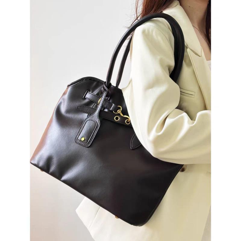 Vintage large capacity multi-compartment style ladies briefcase - spacious handbag/shoulder bag with superior texture