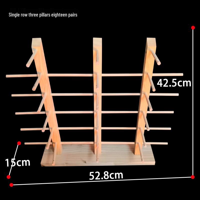 Stojak podłogowy z litego drewna na oprawki okularów i okulary przeciwsłoneczne