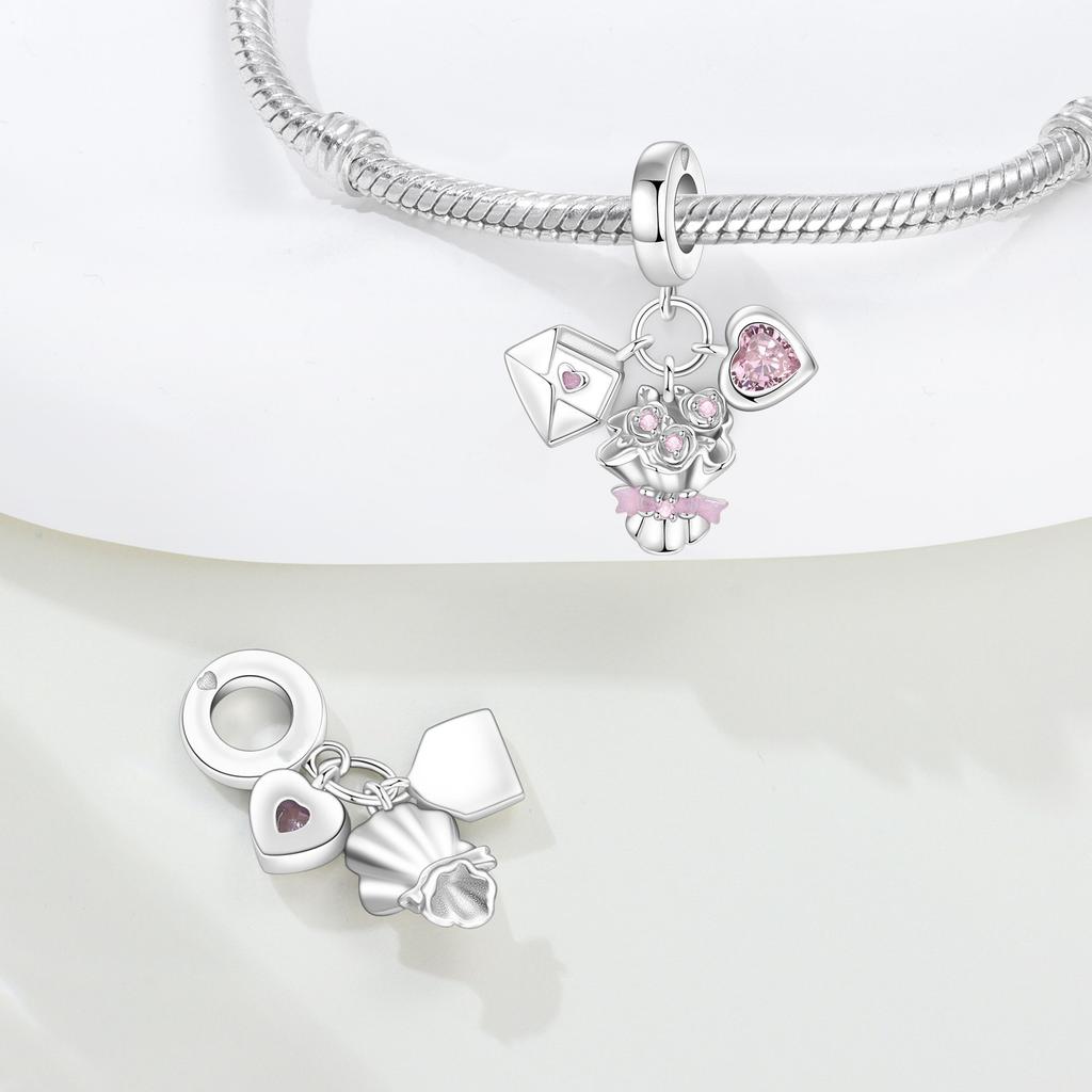 Heart Charm Beads for DIY Bracelet Valentine's Day Mother's Day Jewelry Making