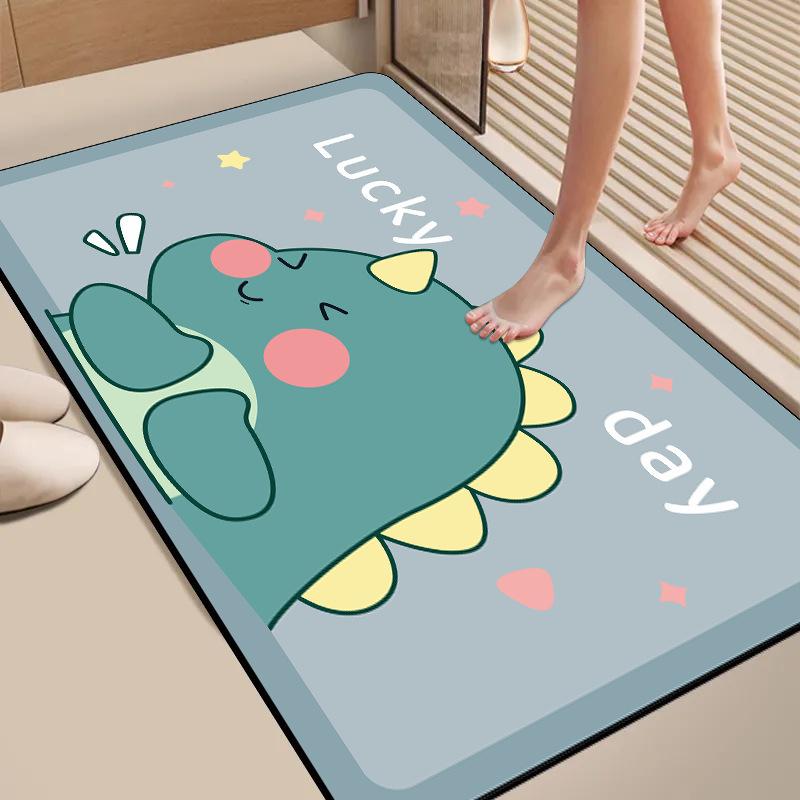 Diatom Mud Floor Mat Cartoon Bathroom Water-Absorbing Quick-Drying Floor Mat Household Bathroom Door Non-Slip And Dirt-Resistant Rubber Floor Mat