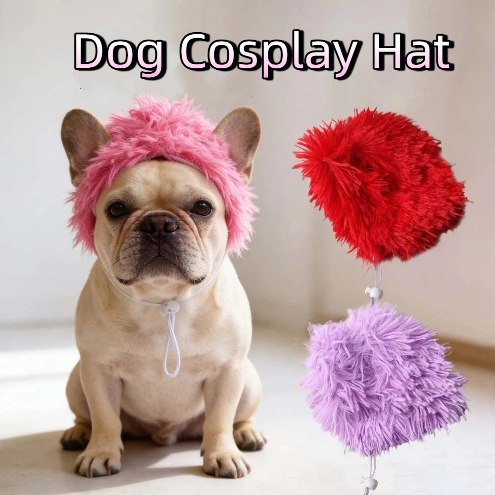 Funny Pet Cat Wigs Polyester Dog Hairpiece Pet Headgear Cat Headdress  Photo Props