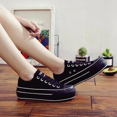 New Student's Spring Autumn Sneakers Girls 5CM Thick Sole Invisible Height Increased Canvas Shoes Kids' Casual Sports Shoes